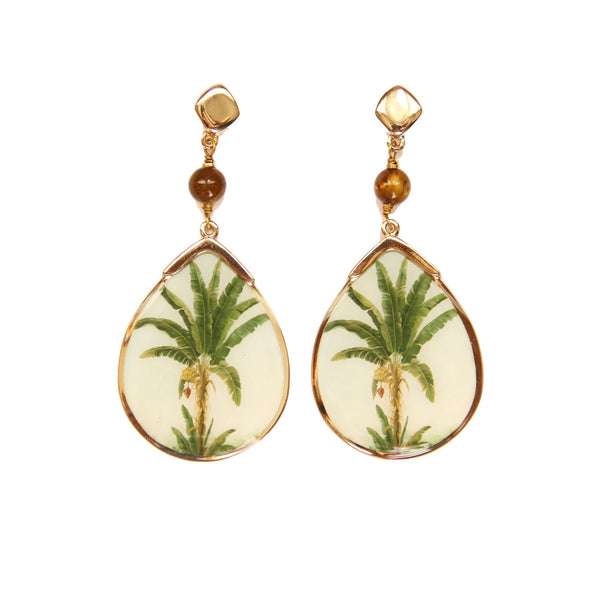 brazilian images: banana tree enamel earrings - francesca romana diana