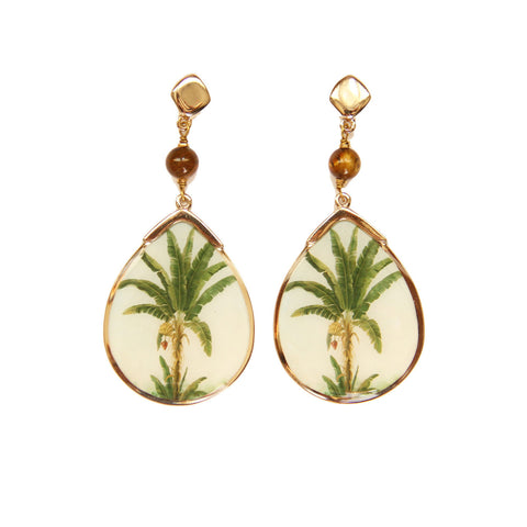 brazilian images: banana tree enamel earrings - francesca romana diana