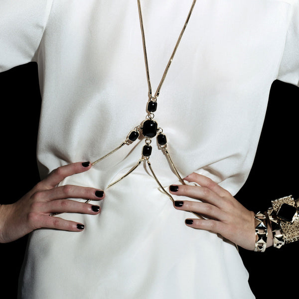 omega onyx and antiqued silver body jewelry - francesca romana diana