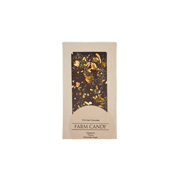 tangerine thyme 72% dark chocolate bar - farm candy
