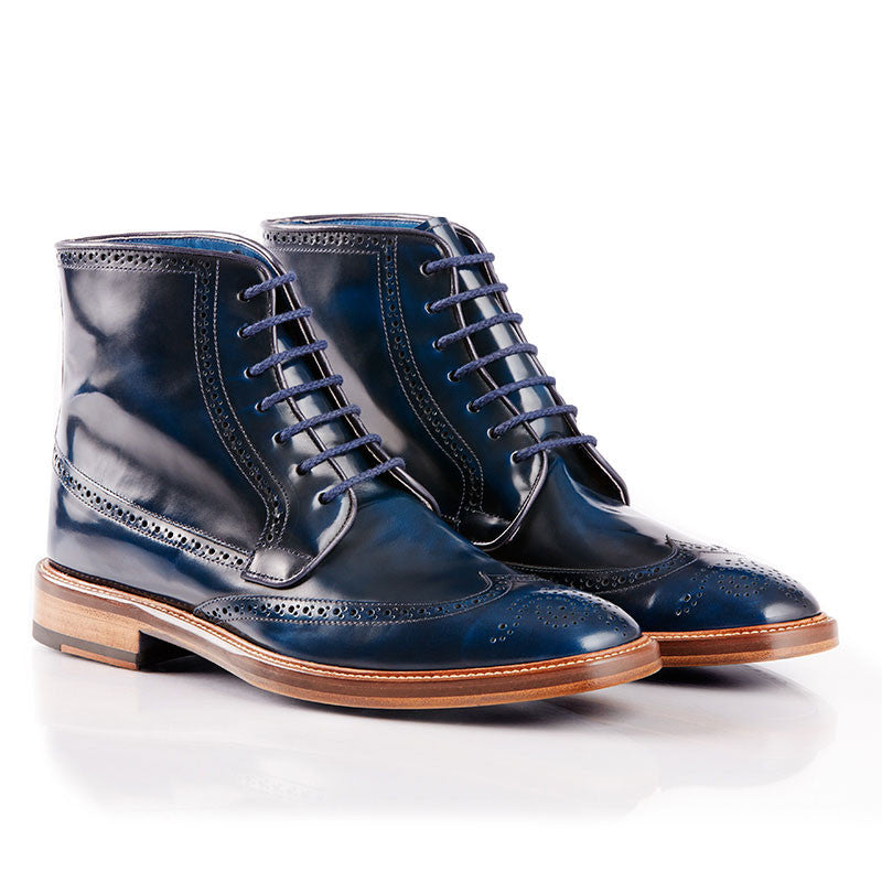 Blue wingtip deals boots