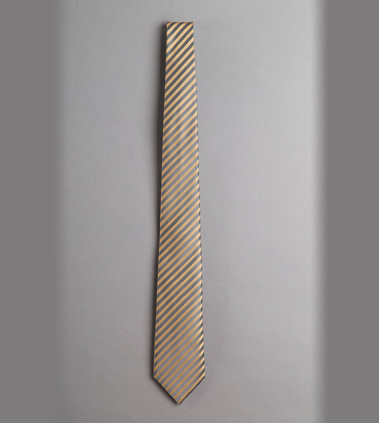lark & charcoal stripe silk tie - boga