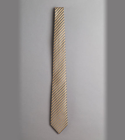 lark & charcoal stripe silk tie - boga